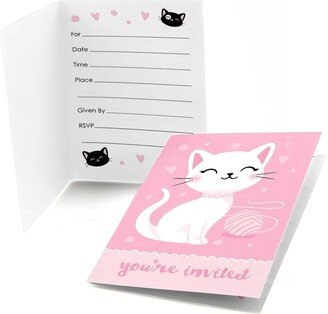 Big Dot Of Happiness Purr-fect Kitty Cat - Fill-in Baby Shower or Birthday Party Invitations 8 Ct