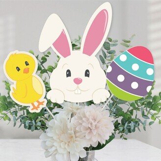 Big Dot of Happiness Hippity Hoppity - Easter Bunny Party Centerpiece Sticks - Table Toppers - Set of 15