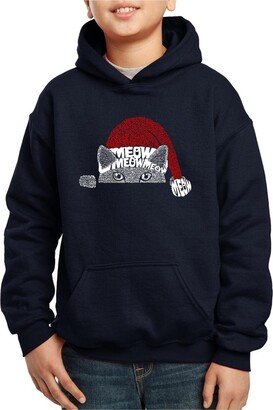 Christmas Peeking Cat - Child Boy's Word Art Hooded Sweatshirt