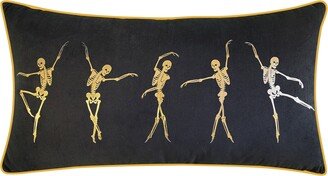 Edie@Home Velvet Dancing Skeletons Decorative Throw Pillow, 14 x 26