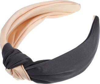 Unique Bargains Women's Top Knotted Fashion Elastic Wide Headband Pink Gray 1 Pc
