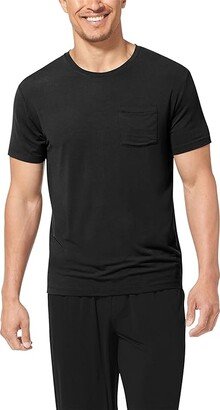 Second Skin Short Sleeve Crew Neck Pocket Tee (Black) Men's Pajama