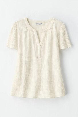 Women's Summer Breeze Flutter Sleeve Top - Crema - PS - Petite Size