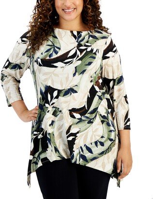 Plus Size 3/4-Sleeve Swing Top, Created for Macy's
