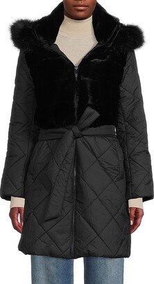 Faux Fur Quilted Belted Jacket