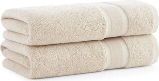 Aston And Arden Aegean Eco-Friendly Recycled Turkish Bath Towels (2 Pack), 30x60, 600 Gsm, Solid Color with Weft Woven Stripe Dobby, 50% Recycled, 50% Long-Staple Rin