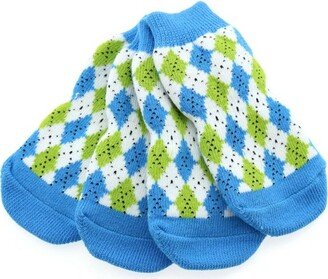 Doggie Design Non-Skid Dog Socks - Blue and Green Argyle(Large)