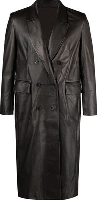 Double-Breasted Leather Coat-AC