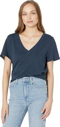 Whisper Cotton V-Neck Tee (Dark Baltic) Women's Clothing