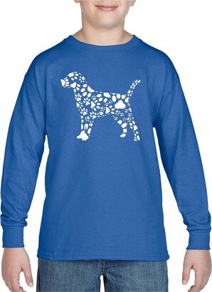 Big Boy's Word Art Long Sleeve T-shirt - Dog Paw Prints
