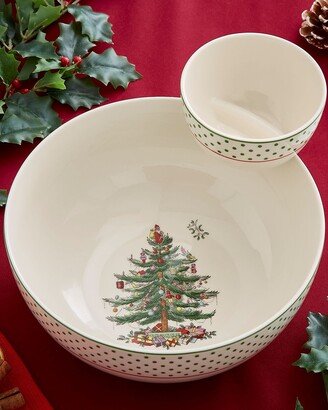 Christmas Tree Polka Dot Chip and Dip Set