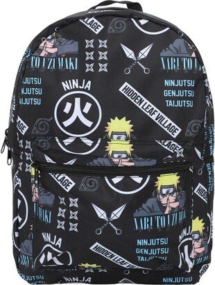 Men's and Women's Black Naruto Shippuden Sublimated Backpack