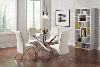 CDecor Compson White and Chrome 5-piece Round Dining Set