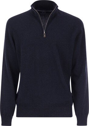 High-necked Cashmere Jumper With Zip