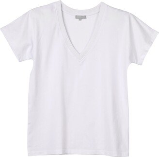 Cove White V Neck Short Sleeve Cotton T-Shirt