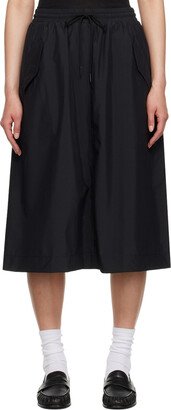 Black Drawstring Midi Skirt