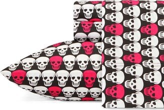 Pink Skulls Printed Sheet Set, King