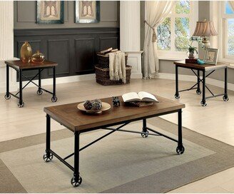 Daimon Industrial Medium Oak 48-inch Metal 3-Piece Accent Table Set