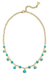 18K Yellow Gold Turquoise & Diamond Statement Necklace, 16-18