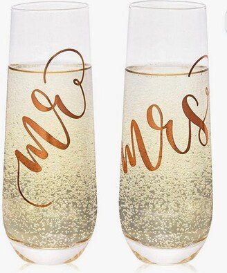 Set Of 2 - Wedding Champagne Flutes, Mr & Mrs Personalized Glass, Toasting Flute, Gift For Couples