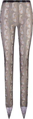 Black Polka Dot Tights With Light Blue Paisley Patterns