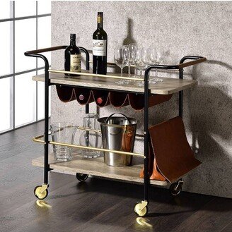 33 Naude Serving Cart Natural/Gold/Black Finish