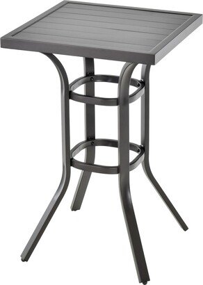 24'' Patio Bar Height Table with Aluminum Tabletop & Adjustable Footpads Balcony