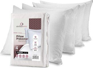 Circles Home 100% Cotton Breathable Standard Pillow Protector with Zipper – (4 Pack)