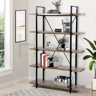 IGEMAN 5-Tier Industrial Bookcase with Large Open Bookshelf and Adjustable Legs