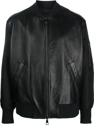 Leather Panelled Bomber Jacket