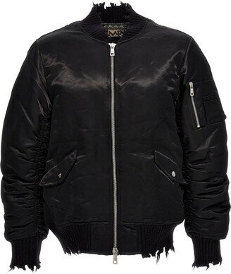 Used effect detail bomber jacket