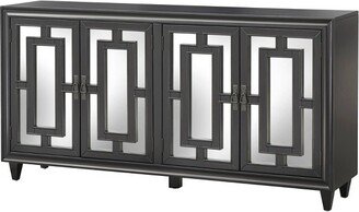 69 Lavoy Glass Mirrored Buffet Black - Lifestorey