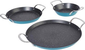 Curtis Stone 3-piece Dura-Pan Nonstick Nesting Skillet Set Refurbished Turquoise