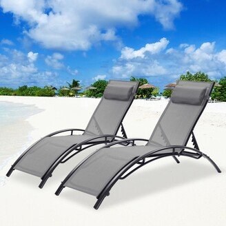 Telepassa 2 PCS Set Chaise Lounge Outdoor Lounge Chair