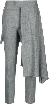 PNK Checked Draped-Detailing Tailored Trousers