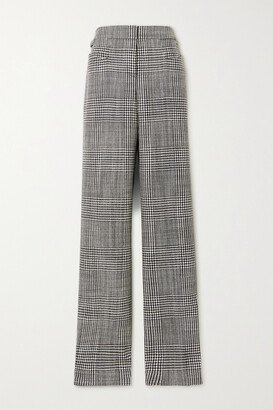 Prince Of Wales Checked Wool Straight-leg Pants - Gray