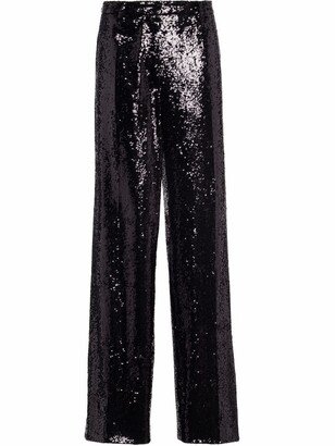 Sequin Straight-Leg Trousers