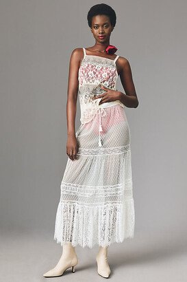 By Anthropologie Sheer Lace Maxi Skirt