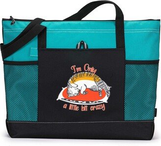 Im Only A Little Bit Crazy - Personalized Printed Zippered Tote Bag