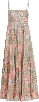 Cira Floral Linen Bandeau Midi-Dress