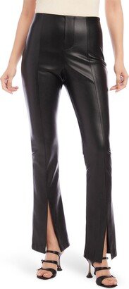 Slit Hem Faux Leather Pants