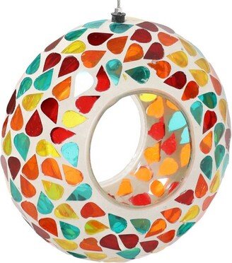 Sunnydaze Decor Sunnydaze Outdoor Garden Patio Round Glass with Confetti Mosaic Design Hanging Fly-Through Bird Feeder - 6.5