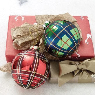 Suzanne Kasler Plaid Glass Ornaments - Set of 12