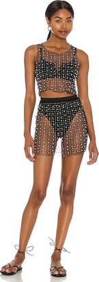 Glitzy Girl Mesh Pearl Top & Skirt Set