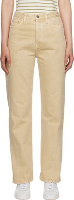 Beige Twisted Seam Jeans