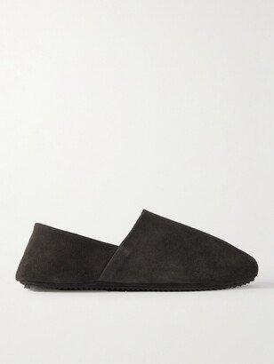 Babouche Shearling-Lined Suede Slippers-AH