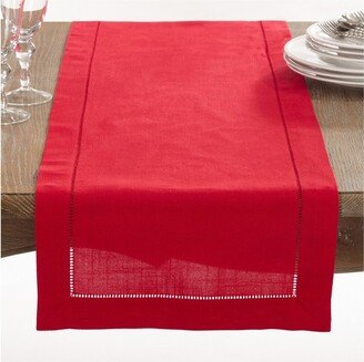 16x72 Hemstitch Design Table Runner Red - Saro Lifestyle