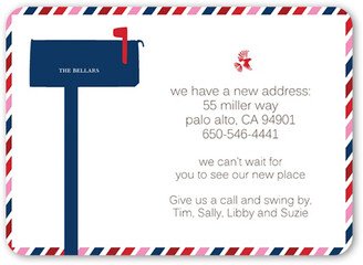 Moving Announcements: Par Avion Moving Announcement, Blue, Standard Smooth Cardstock, Rounded