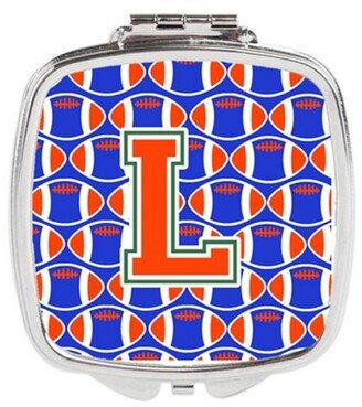 CJ1083-LSCM Letter L Football Green, Blue & Orange Compact Mirror