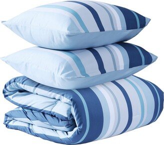 Year-Round Printed Stripe Microfiber Comforter Set